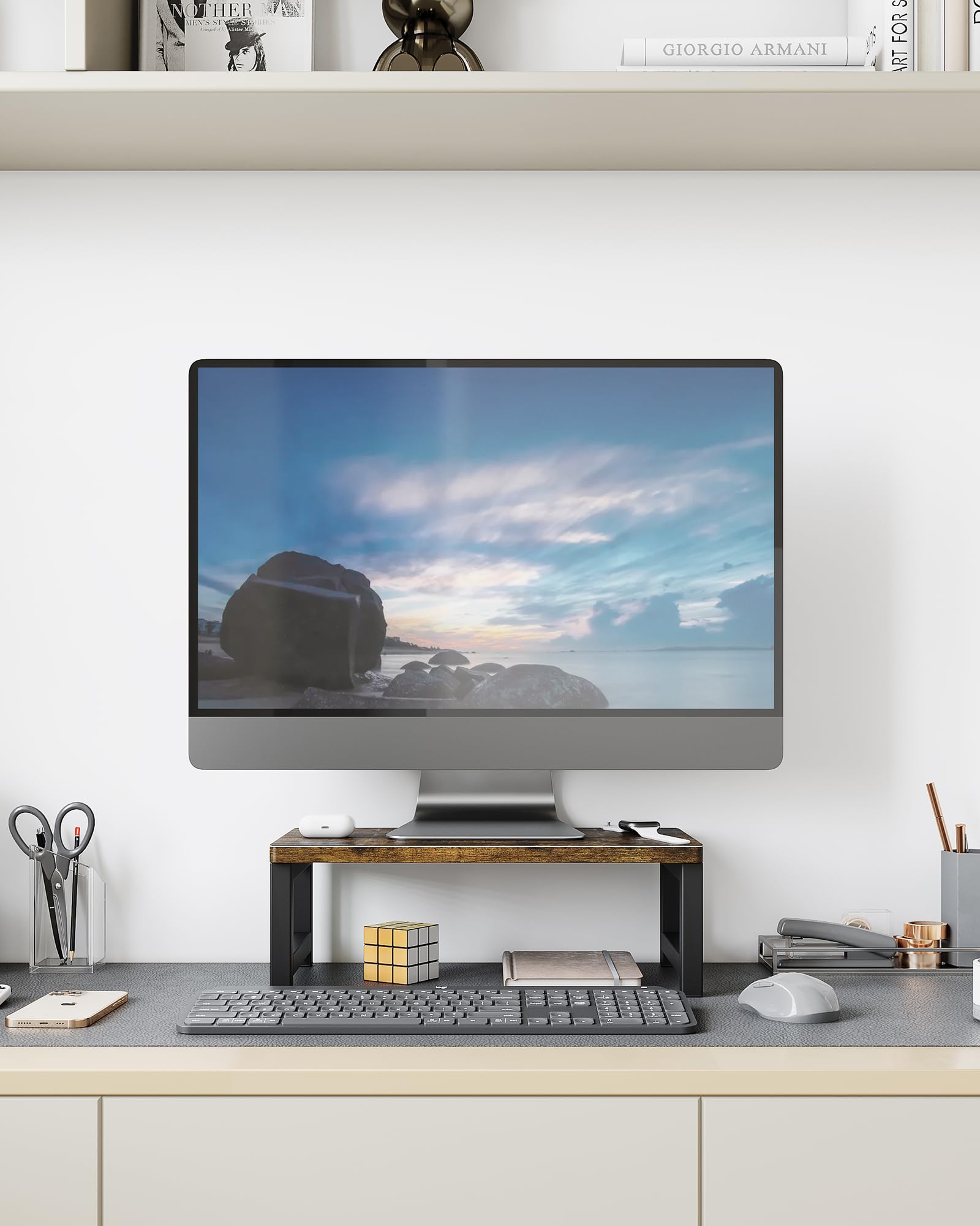 OROPY Wood Monitor Stand Riser, Computer Screen Riser for Office 40x23x14cm