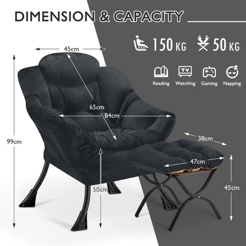 Buymoth Armchair Living Room Comfy Armchair Reading Chair with Footstool Lazy Accent Chairs Bedroom Cuddle Chairs