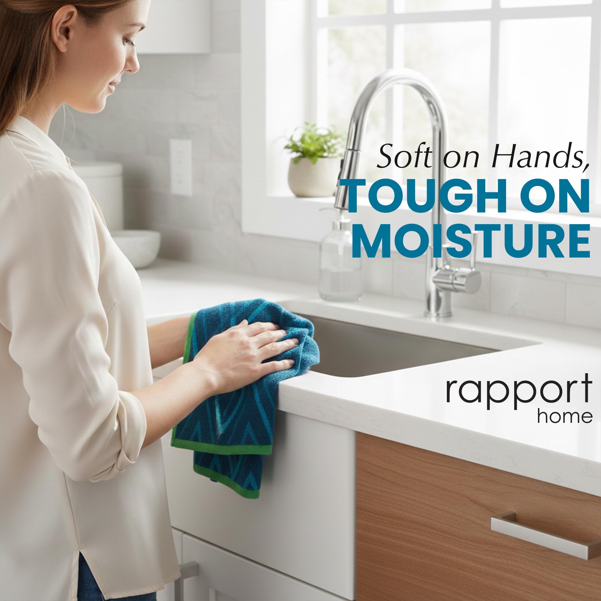Rapport Home Helix Hand Towels 2 Pack, 50x85cm 100% Cotton - Ocean Blue