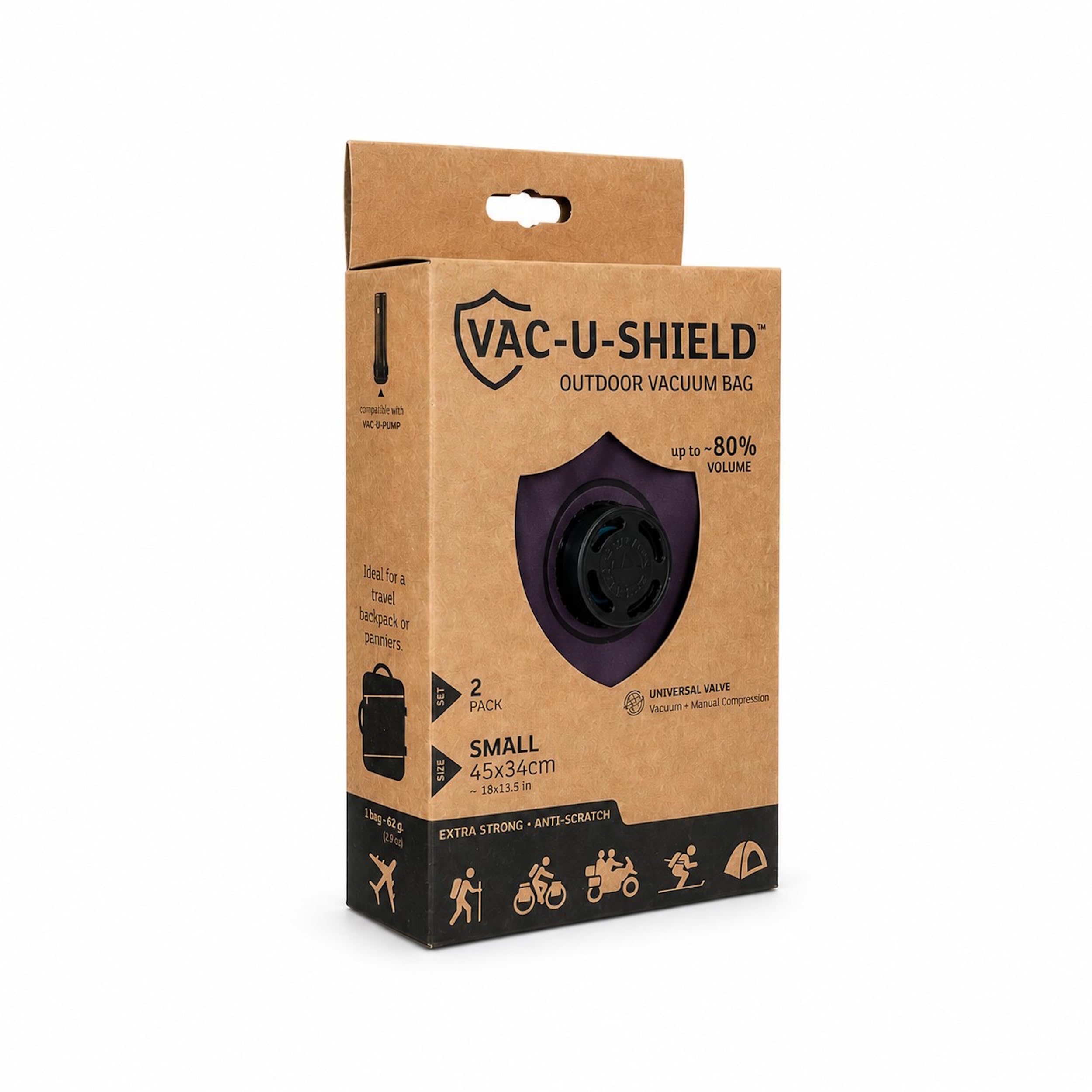 Vac-U-Shield 6 Outdoor Vacuum Bags, 3 Sizes S M L, Travel Anti-Scratch