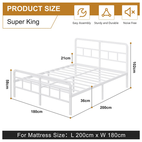 Yicensen Super King Bed Frame with Headboard and Footboard