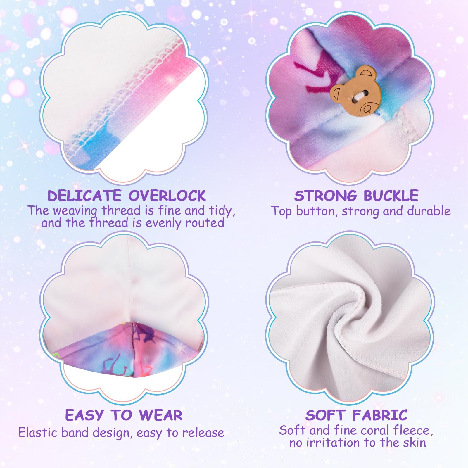 FANTESI 3 Pack Kids Hair Wrap Towel,Microfibre Hair Towel,Hair Towel Turban