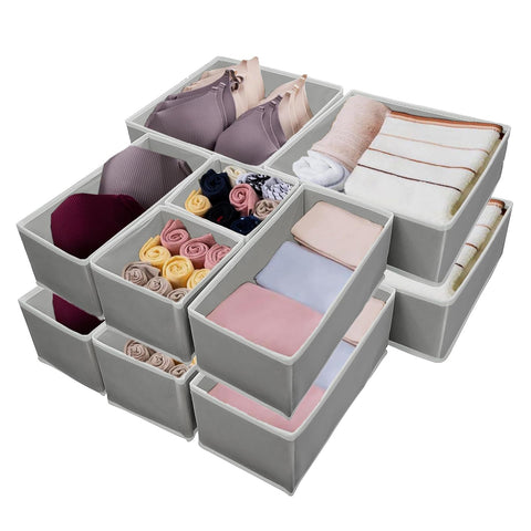 Braozaiw Drawer Organisers, Drawer divider, Storage Dividers Set, Foldable Fabric Organisers for Clothes, Underwear, Socks, Clothes Organiser