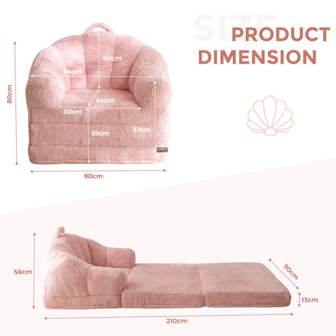 MAXYOYO Single Sofa Bed, Folding Bean Bag Chair, Faux Fur Fabric