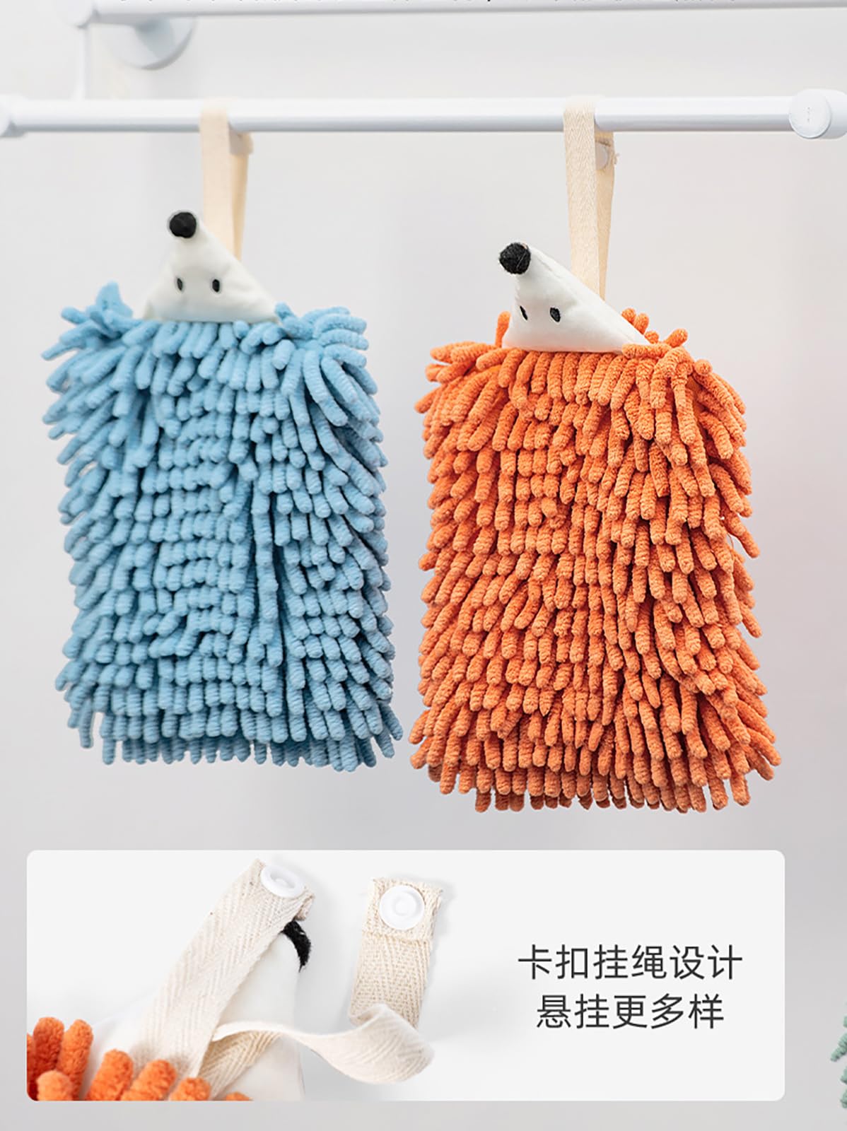 Microfibre Hand Towels, Soft Plush Small Hand Towel Quick-Drying Super Absorbent Chenille Hand Towels with Hanging Loop for Kitchen and Bathroom,Dry