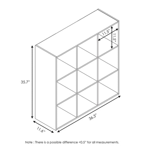 Furinno Pelli Cubic Storage Cabinet, 3x3, Espresso