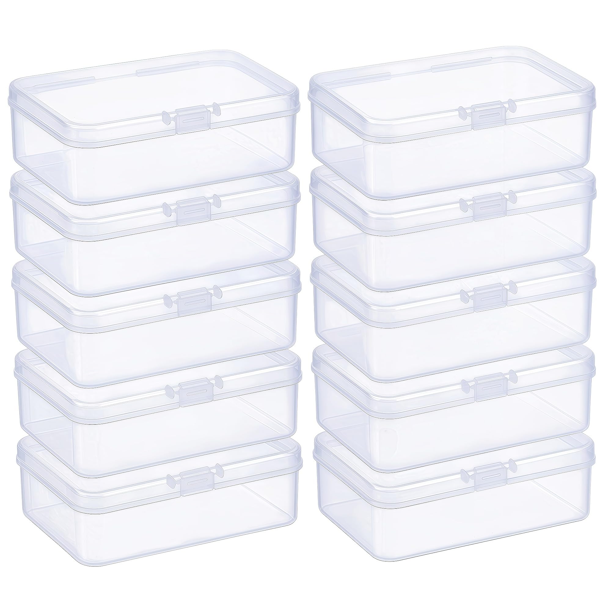 LJY 10 Pack Plastic Storage Boxes with Lids 12.5 x 8.5 x 3.5 cm, Clear