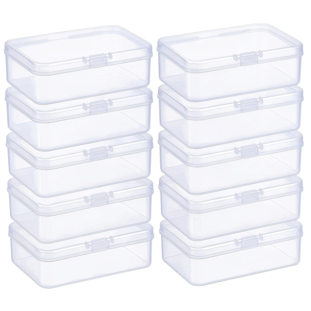 LJY 10 Pack Plastic Storage Boxes with Lids 12.5 x 8.5 x 3.5 cm, Clear