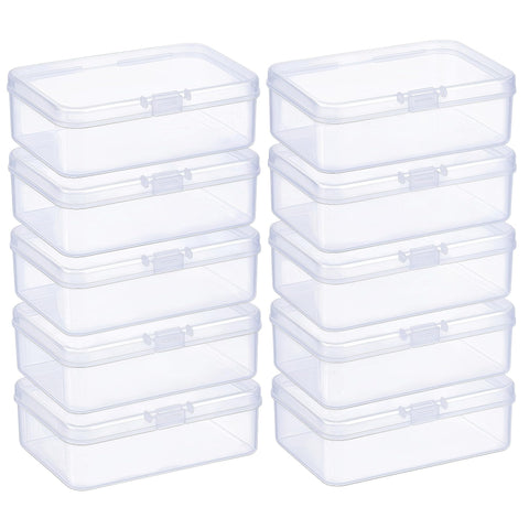 LJY 10 Pack Plastic Storage Boxes with Lids 12.5 x 8.5 x 3.5 cm, Clear