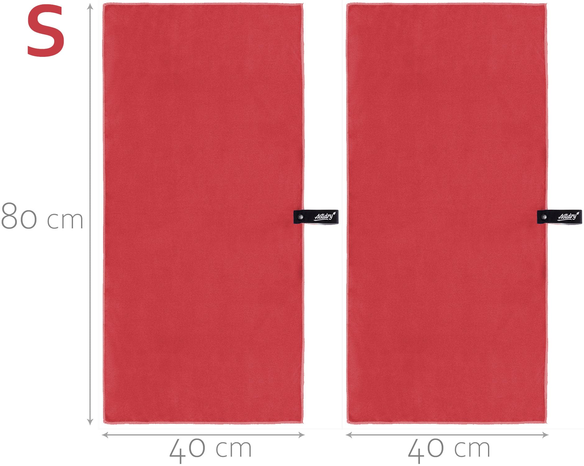 Actidry Microfibre Towel - light and absorbent - 9 colours S M L XL sizes - great for beach, sports and outdoor activity - S (40 x 80 cm) 2 pieces