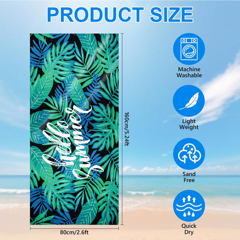 flintronic Microfiber Oversized Lightweight Beach Towel 160x80cm Extra Large Thin Sand Free Towels Travel Swim Pool Camping for Adults Women Men