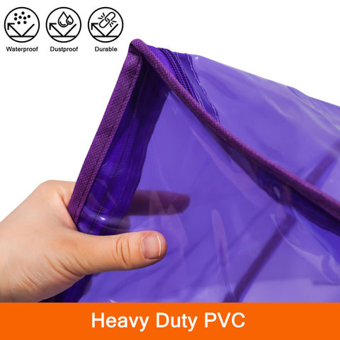 Vieshful Purple 40L Clear Clothes Storage Bag with Zipper 3 Pack