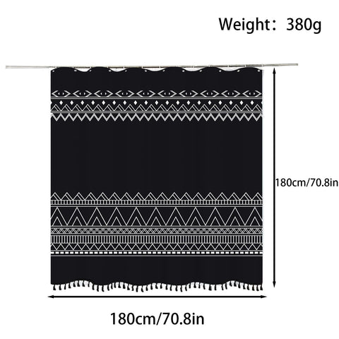 FAIRYGATE Shower Curtains Mould Proof Resistant Waterproof Polyester Shower Curtain With Hooks Black Bath Curtain Bathroom Curtains B8405