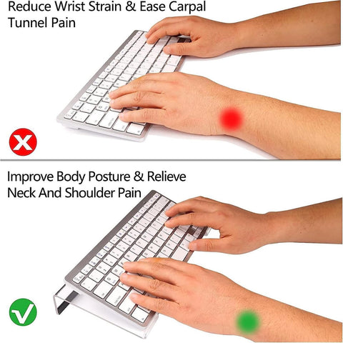 Shirene Acrylic Keyboard Holder,Tilted Keyboard Stand,Computer Keyboards Stands With Black Anti-Slip Strips,Computer Keyboards Stand Ergonomic