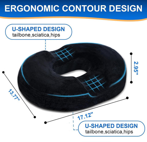 Ecosafeter Donut Cushion Ergonomic Coccyx Support Hemorrhoid Cushion