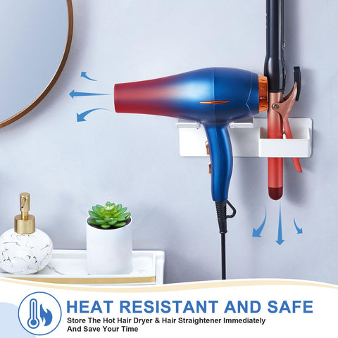 XILIMEN Hair Dryer Holder Wall Mounted, Hair Straightener Holder Metal, Adhesive Hair Dryer and Straighteners Holder