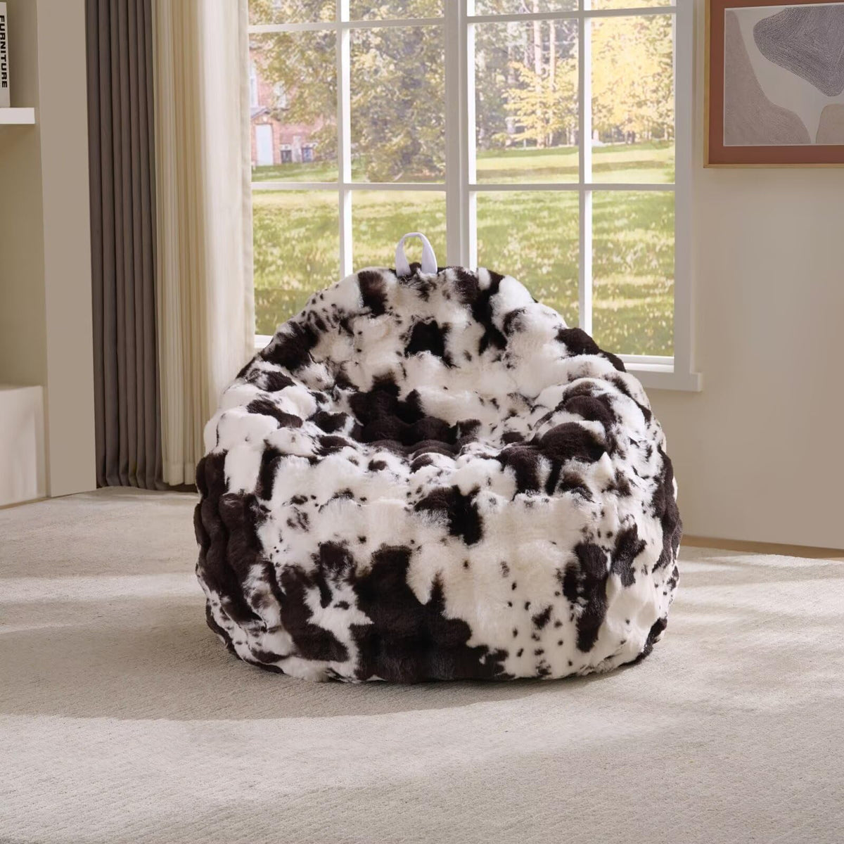 Fluffy Faux Rabbit Fur Bean Bag Chair Cover(No Filler),Cozy Shaggy Bubble Stuffed Animal Storage Large Bean Bag Cover for Bedroom Living Room,Fuzzy