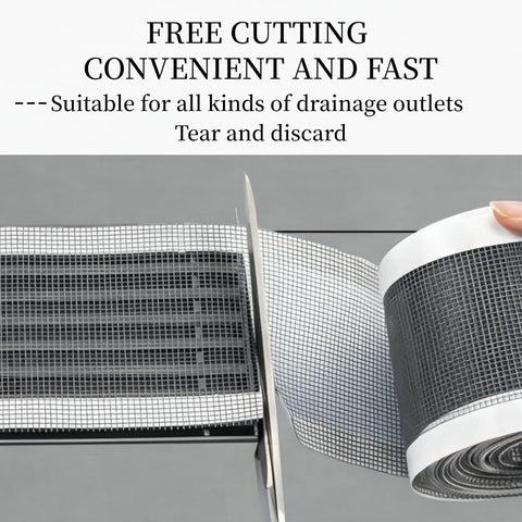 Shower Drain Hair Catcher, 12cm x 5m Self Adhesive Disposable Shower Drain Adapter, Drain Mesh Sticker Hair Sticker For Shower, with Plastic Spatula