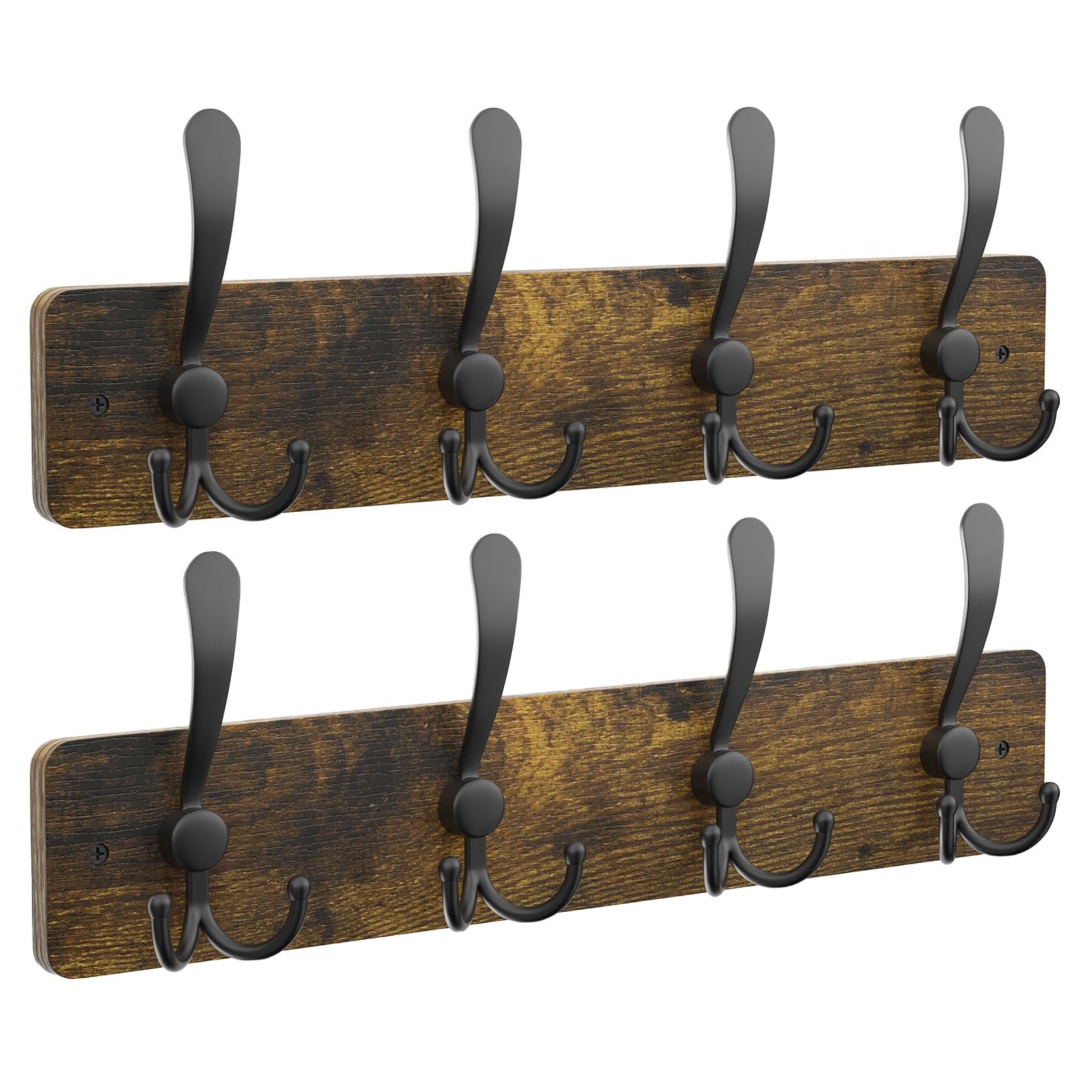 YMYNY 2 Pack Coat Hooks Wall Mounted, Rustic Brown HWS005H-2