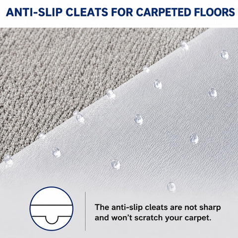 Thickened Office Chair Mat for Carpet, 100×100cm Round, 3mm Thick Clear Heavy Duty Floor Protector with Anti-Slip Particles for Office & Home