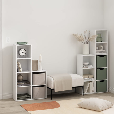 Furinno PASIR Book Shelf, 4-Tier Bookcase, Bookshelf, Open Storage Shelf, 22.9cm x 30.5cm x 106.7cm, for Home Office, Living Room, Plain White