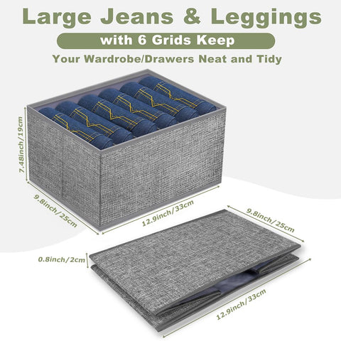 WANGIRL Clothes Drawer Organizer, Foldable Rigid PE Wardrobe Organiser Solution for Jeans, Pants, Shirts, Leggings, Baby Clothes, Storage