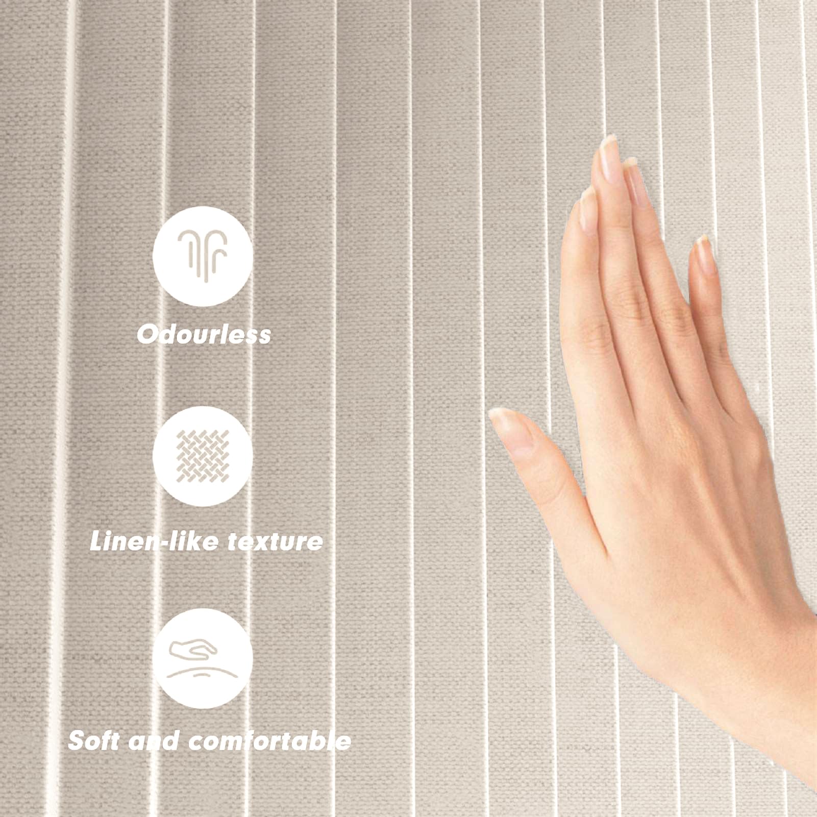 Momooda Waterproof Folding Heavy Duty Shower Curtain with Hooks, Magnetic Sripe Splash-proof, Anti Mould Linen Shower Curtain for Bathroom, Beige
