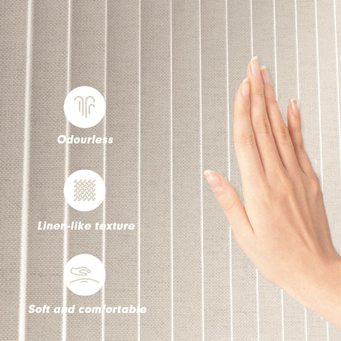 Momooda Waterproof Folding Heavy Duty Shower Curtain with Hooks, Magnetic Sripe Splash-proof, Anti Mould Linen Shower Curtain for Bathroom, Beige