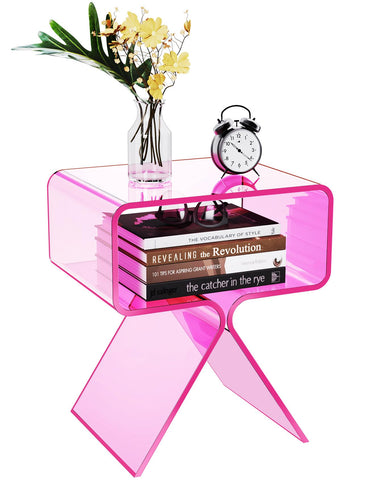 solaround Acrylic Side Table, No Assembly, 39 x 30 x 45 cm, Pink