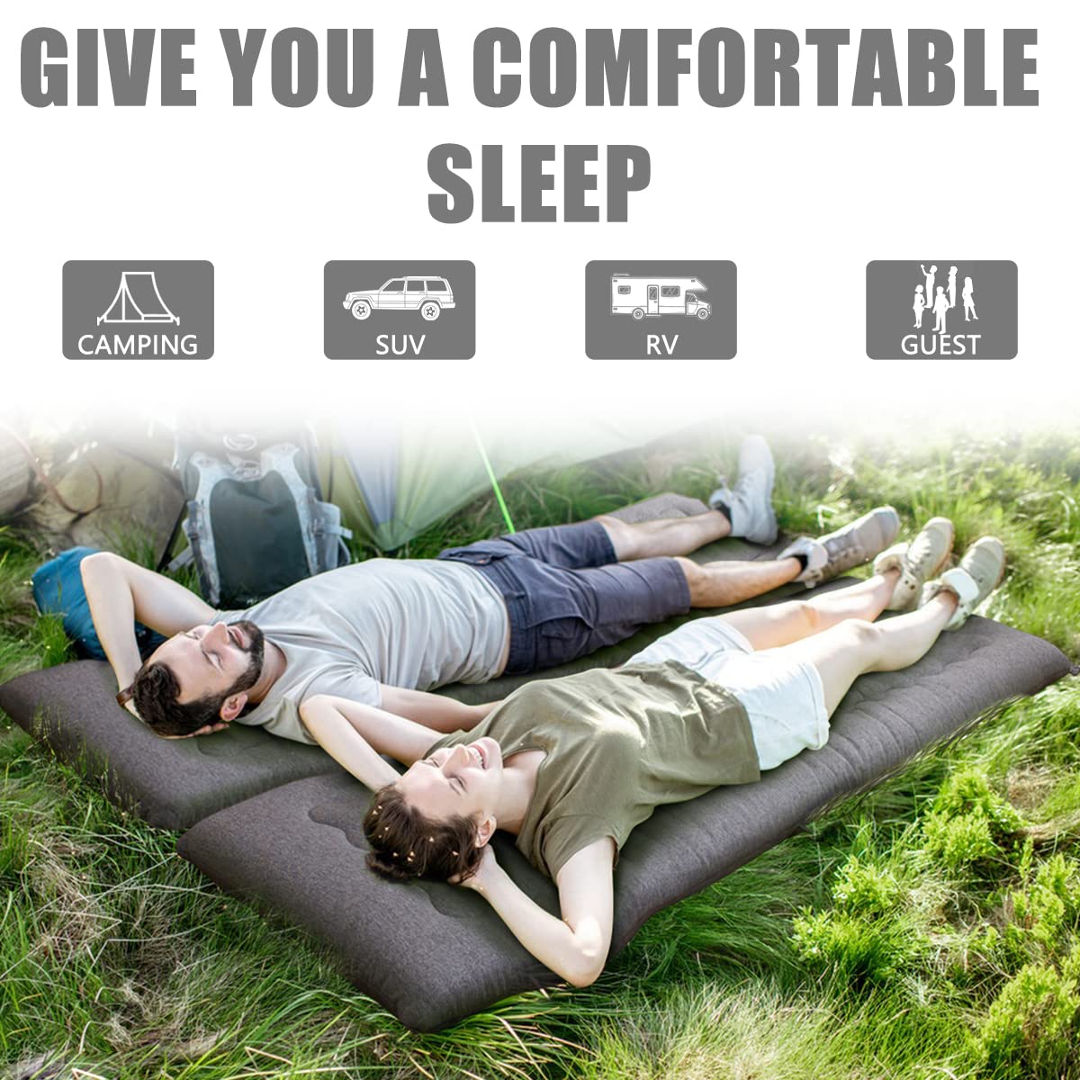 MAXYOYO Portable Foldable Futon Mattress, Hypoallergenic Fabric and High-Density Foam Mattress Pad with Handle and Zipper for Outdoor Indoor Camping