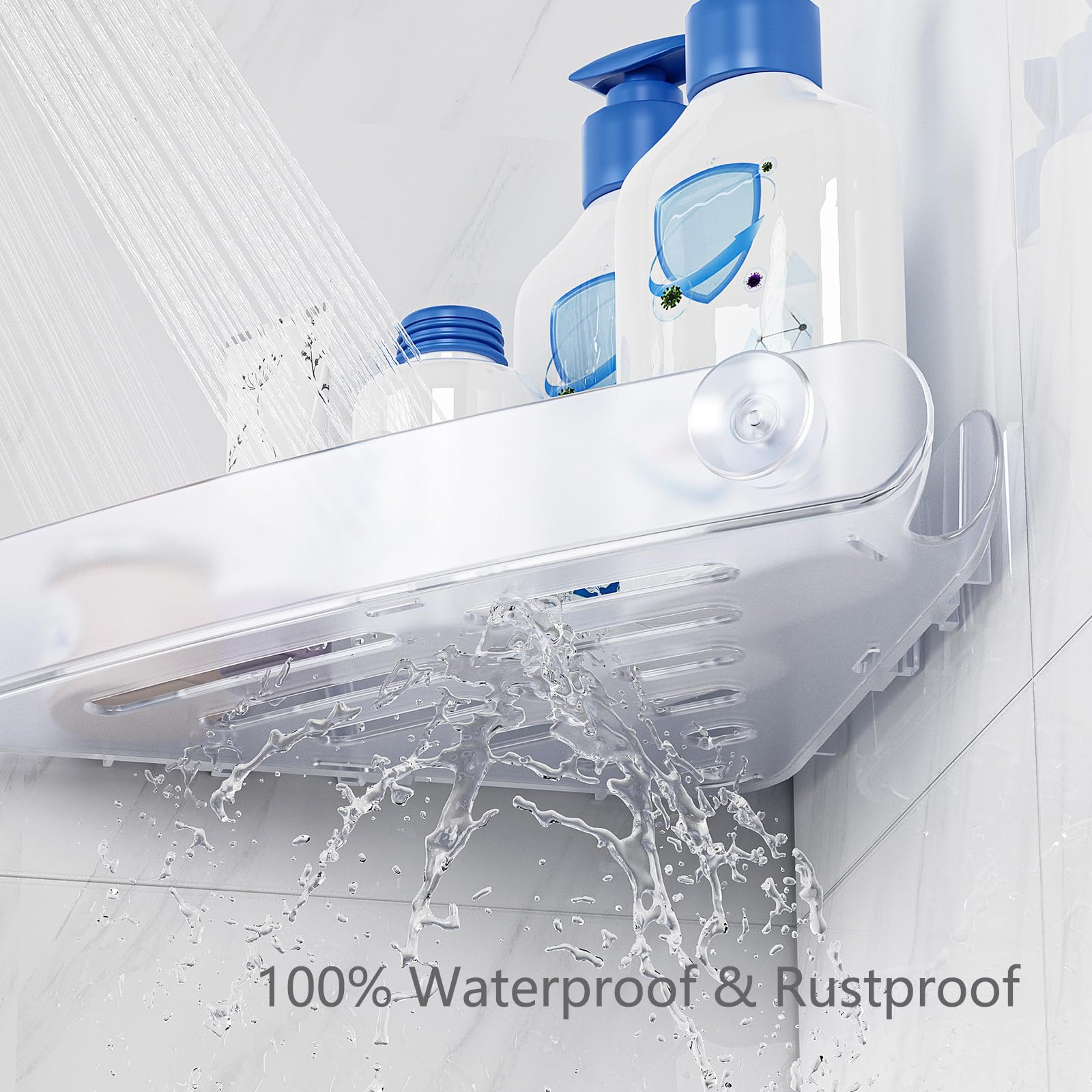 Sotfamily Shower Caddy Corner with Adhesive Pads, 4 Packs, Frosted Clear