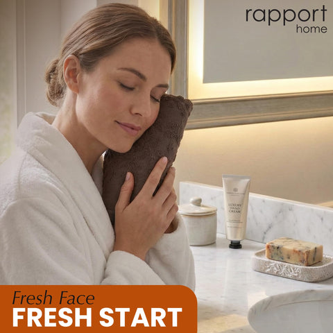 Rapport Home Versailles Jacquard Face Towels 2-Pack – Luxurious 100% Cotton 500gsm Soft Absorbent Face Cloths