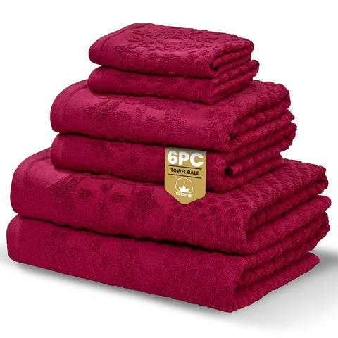 Rapport Home Versailles Jacquard 6-Piece Towel Bale | Luxurious 100% Cotton 500GSM Bathroom Set for Soft Absorbent Comfort and Elegant Style