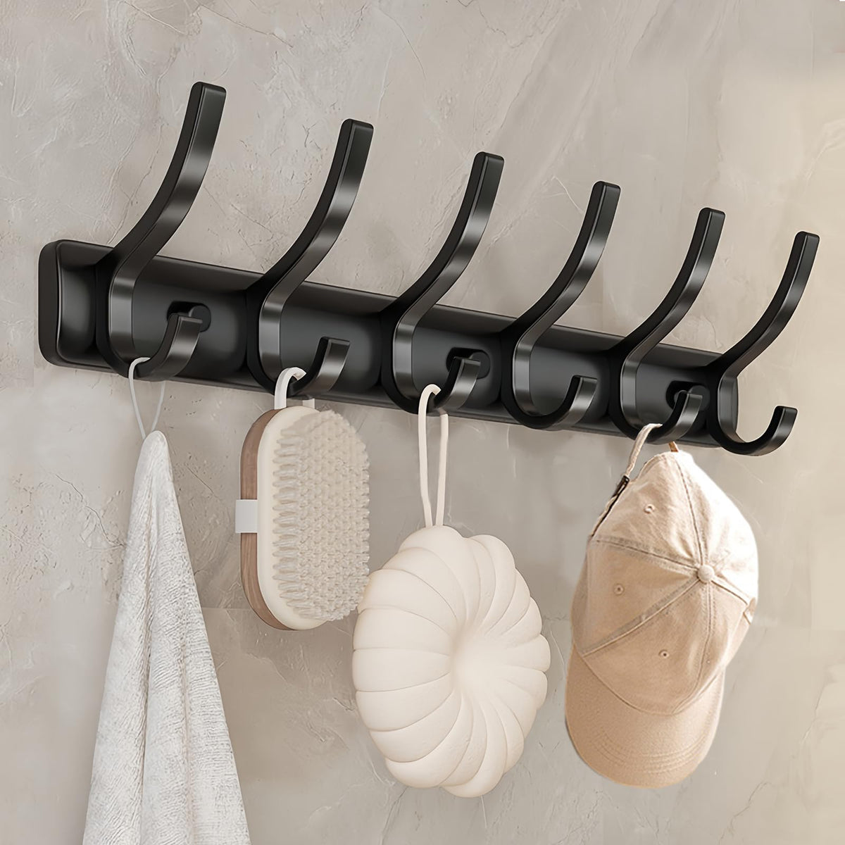 Gerhannery Coat Racks for Wall, Coat Hangers Wall Mounted with 6 Hooks, Heavy Duty Wall Mounted Clothes Hat Hooks