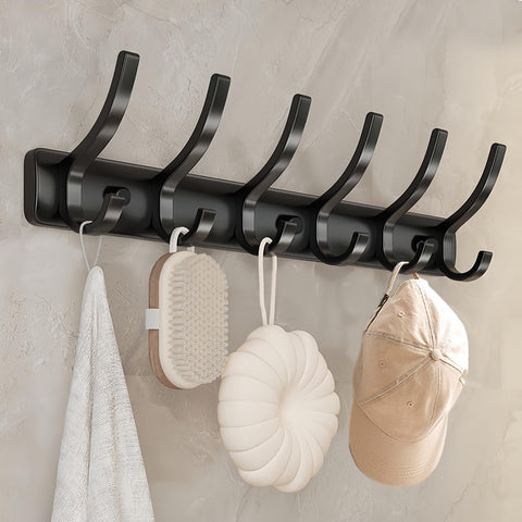 Gerhannery Coat Racks for Wall, Coat Hangers Wall Mounted with 6 Hooks, Heavy Duty Wall Mounted Clothes Hat Hooks