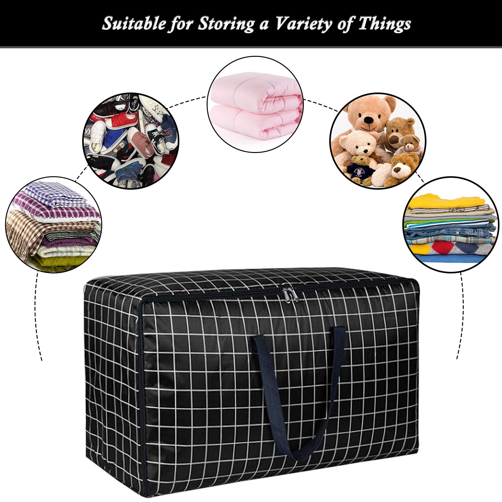 SEPSCO Clothes Storage Bag Large 2Pcs, Duvet Storage Bags King Size With Zips Foldable Thicken Nonwoven Fabric Moving Packing Totes Bag for