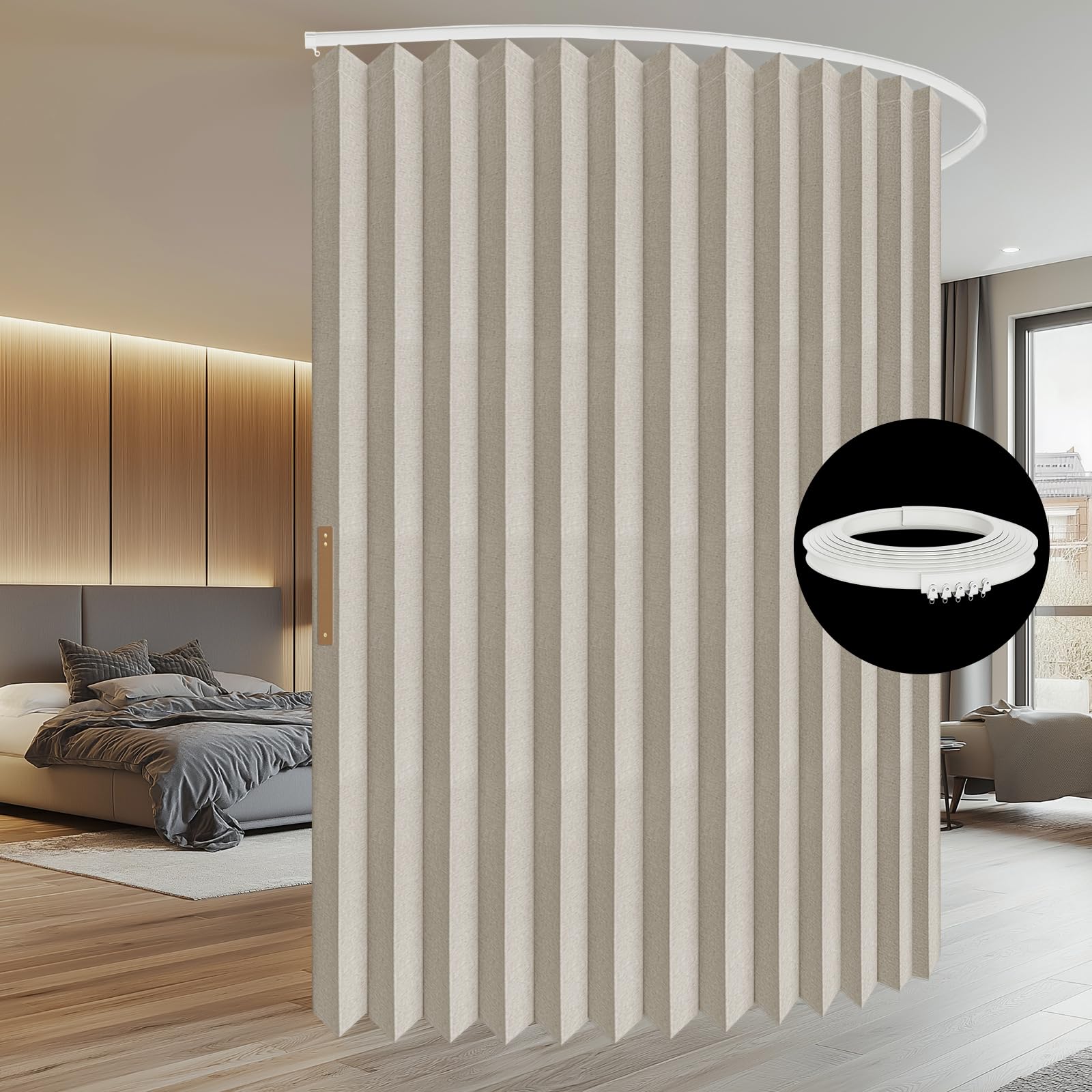Room Divider Curtain Sets with Flexible Ceiling Track, Privacy Soundproof Curtain for Bedroom Office Patio Sliding Door