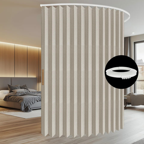Room Divider Curtain Sets with Flexible Ceiling Track, Privacy Soundproof Curtain for Bedroom Office Patio Sliding Door