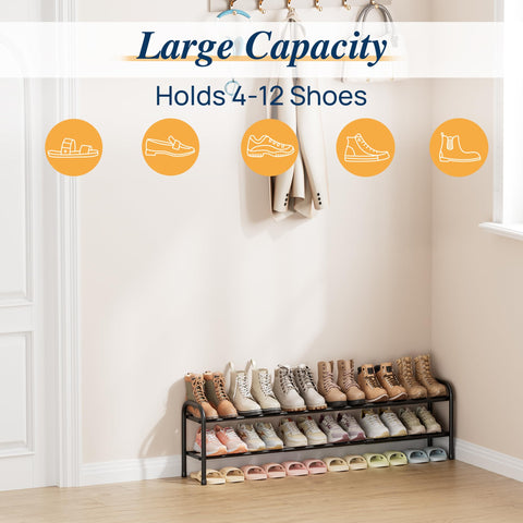 ENJOYBASICS 2 Levels Expandable Shoe Rack, Adjustable Metal Shoe Storage