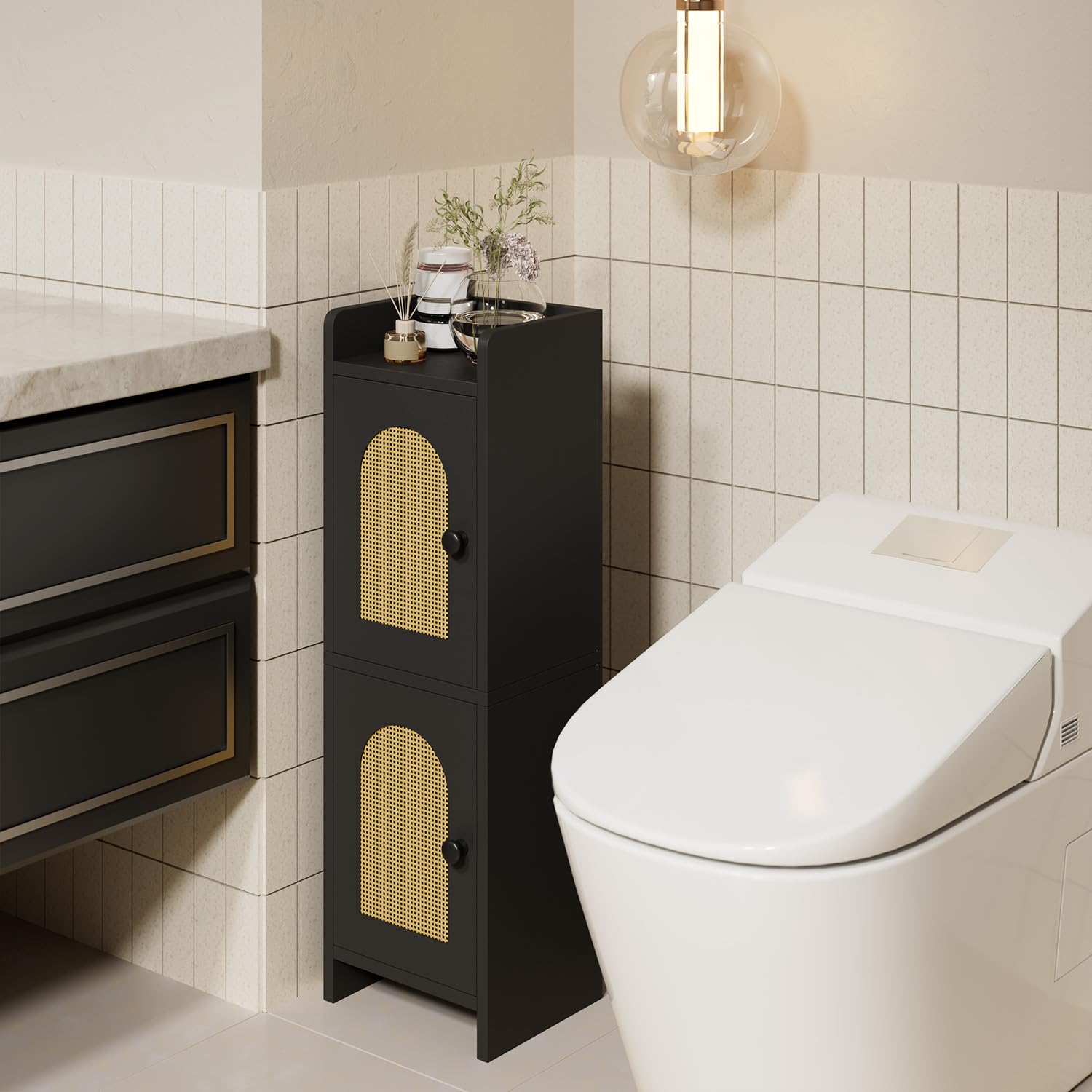 IBUYKE Small Bathroom Storage Cabinet Toilet Paper Storage Holder WBS001B