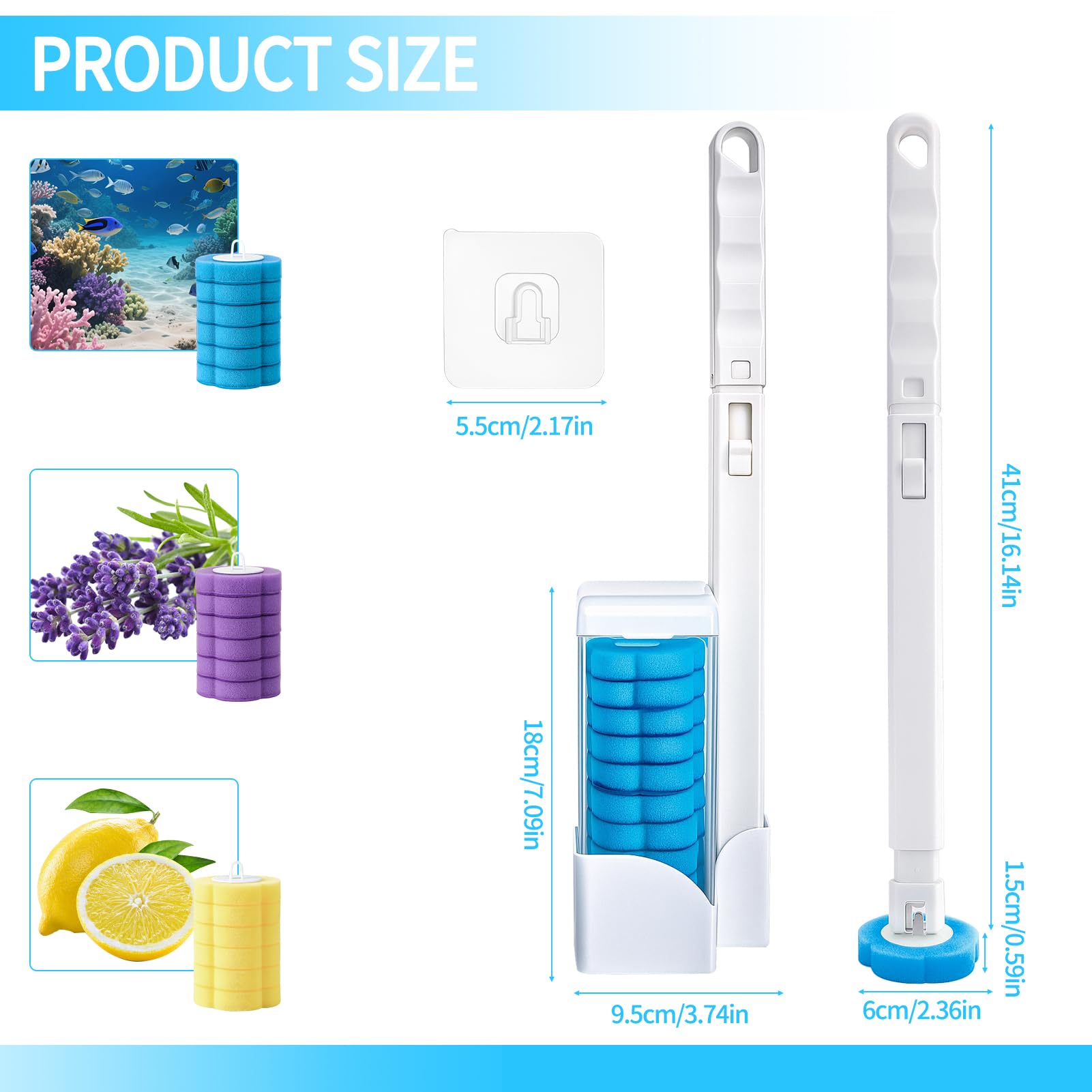 saerryor 54 Pcs Disposable Toilet Brush with Handle Toilet Brush Refills