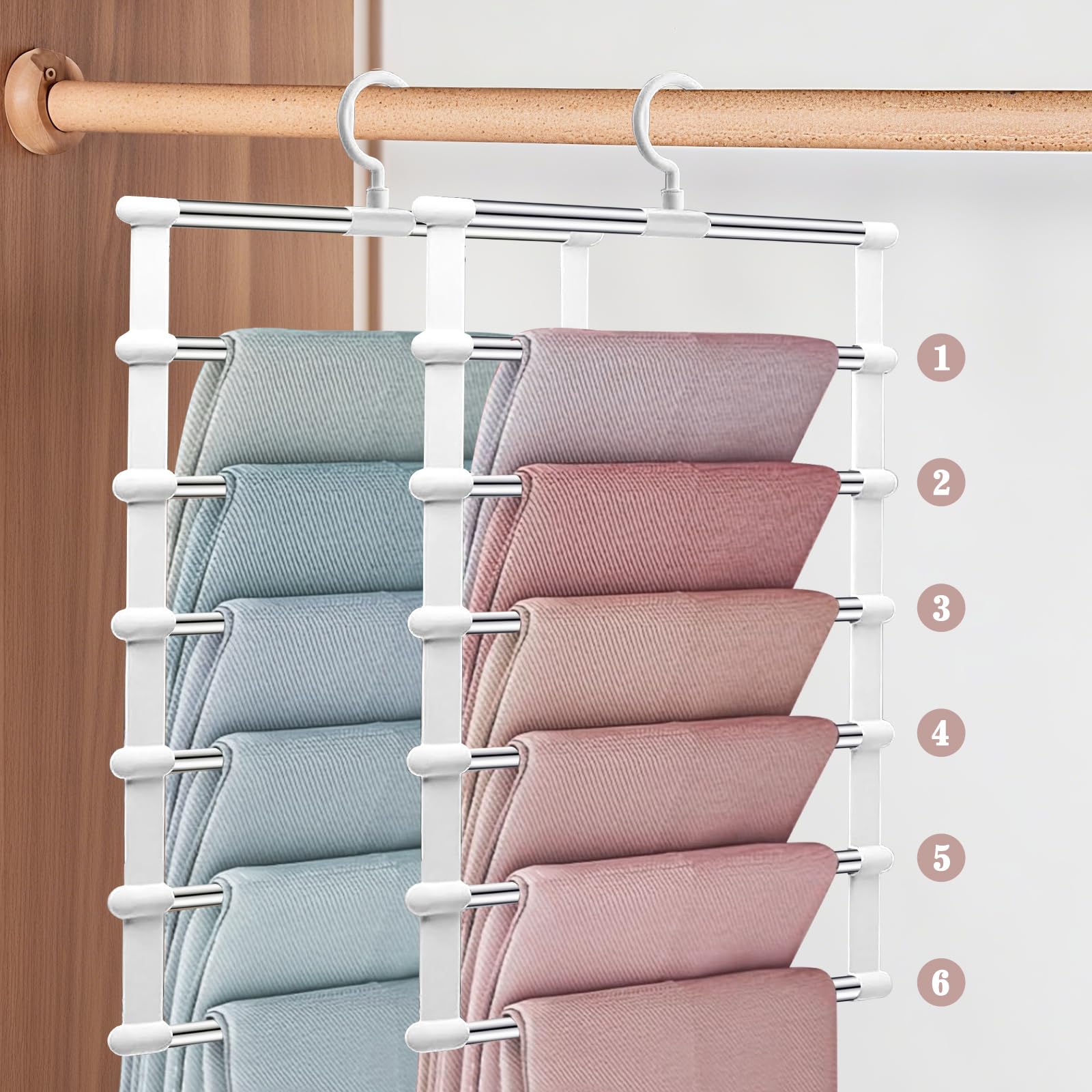 Yilnlg 2 Pack Trouser Hangers, 360°Rotatable Space Saving Metal Hanger