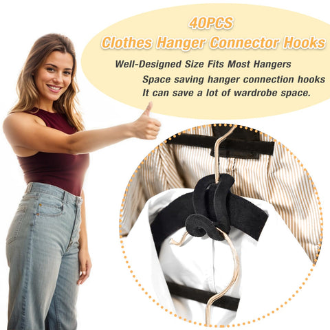 JIANGLAI Velvet Clothes Hanger Connector Hooks, Heavy Duty Hooks Space Saver, Extender Clips Space Saving