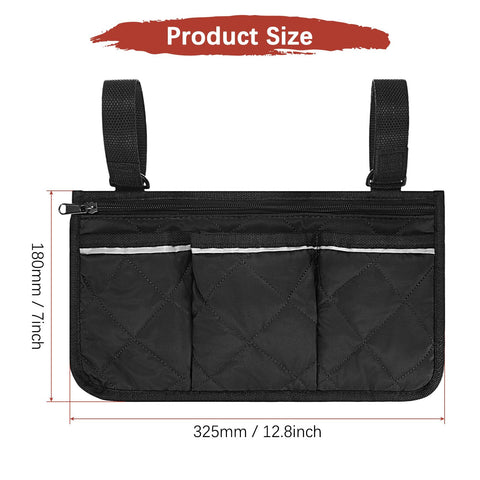 TIXIPEM 1-Pack Beach Chair Armrest Bag 12.8"x7" Polyester, Black