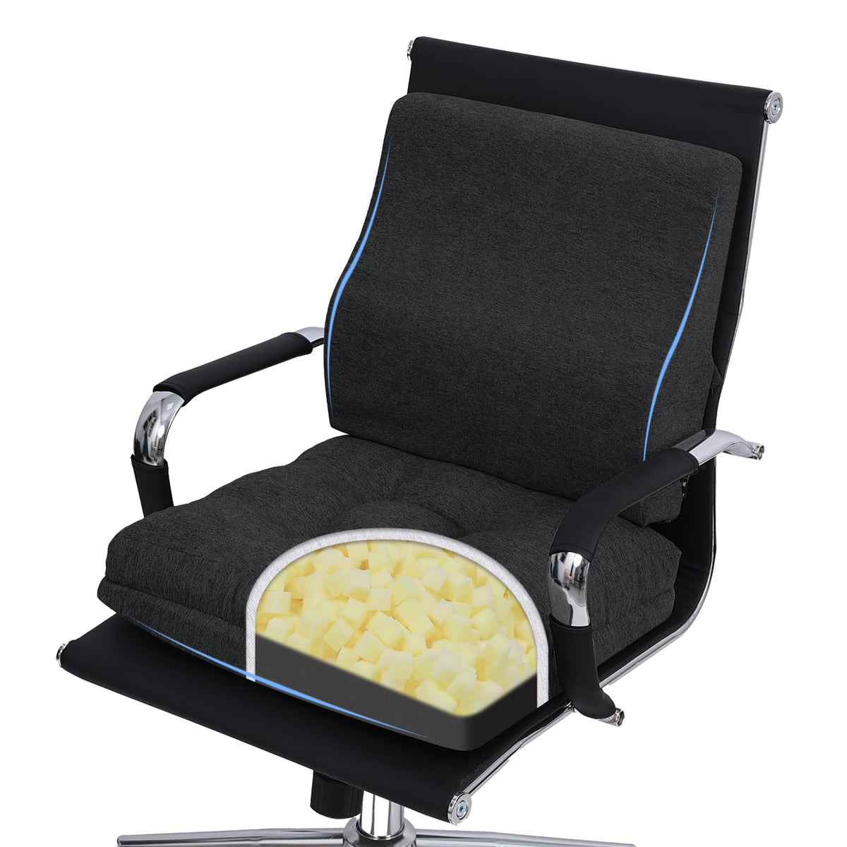 TANYOO Seat Cushion & Lumbar Support Pillow Set for Office Chair Recliner Couch, Dual-Layer Patent Design Memory Foam Office Chair Cushion &