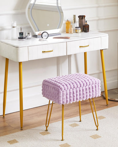 IBUYKE Rectangle Vanity Chair Ottoman, Footrest Stool, Purple WBD004V
