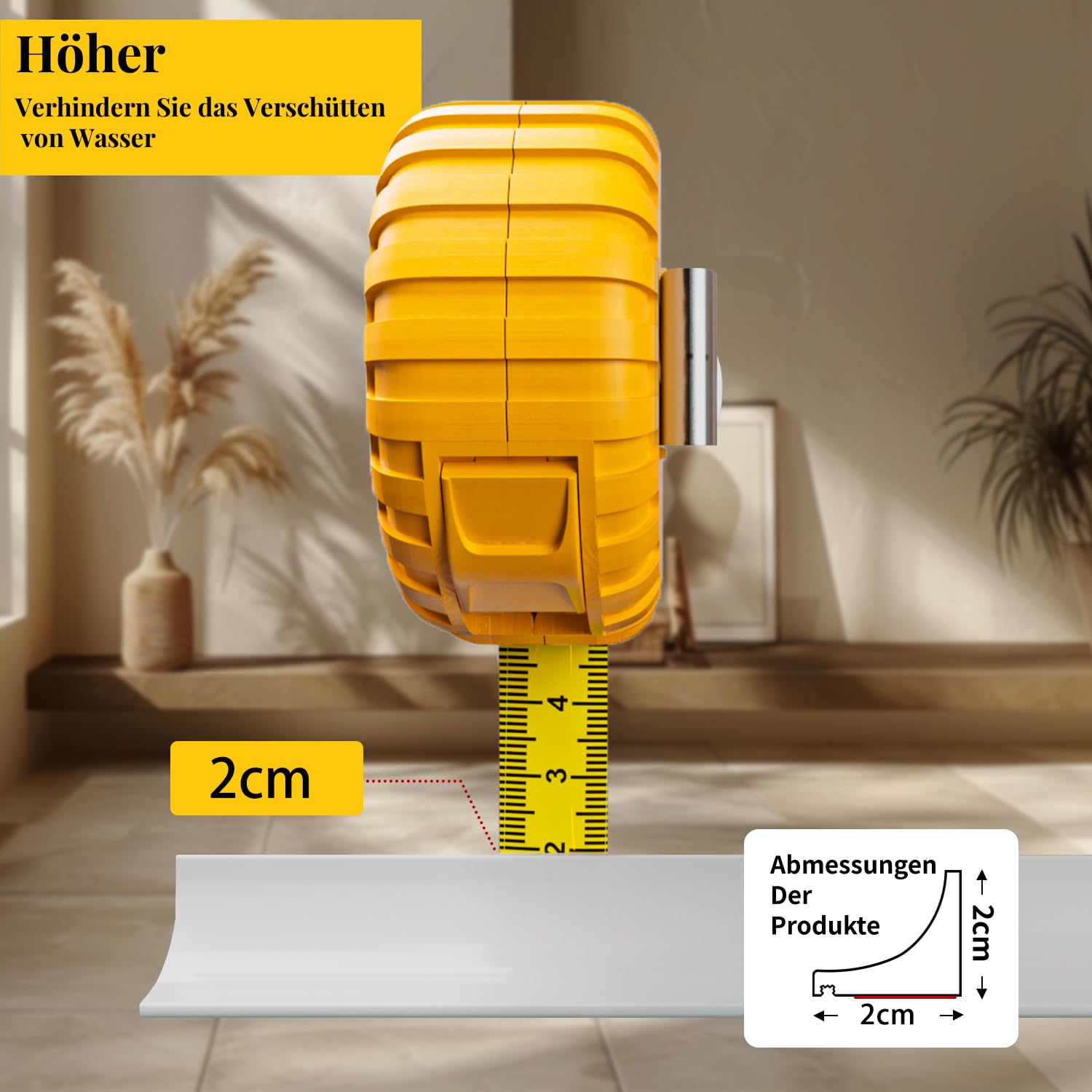 ALITAIYI Wet Room Floor Barrier, Shower Threshold, White, 85 cm