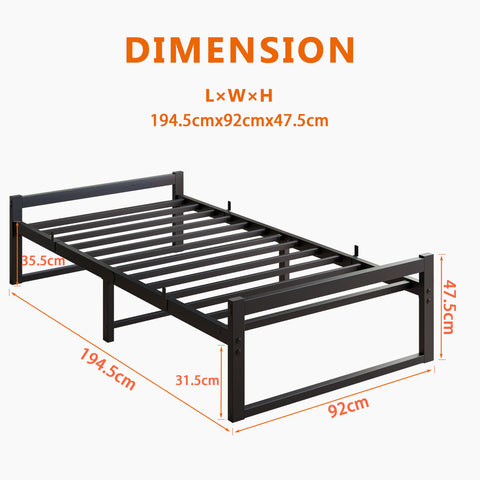 VECOCHO Single Bed Frame,Heavy Duty Metal Platform Bed Frame Single,Black