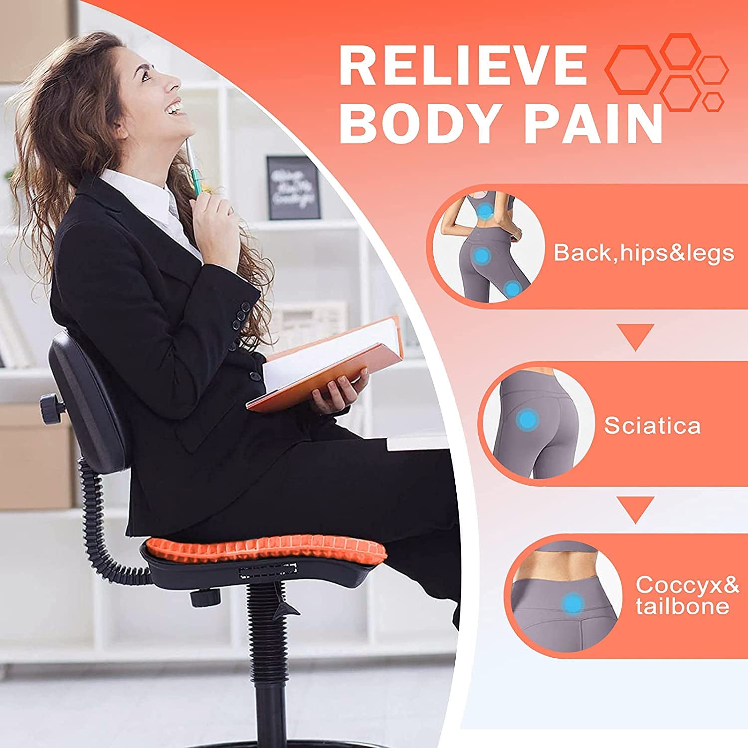 Fzitiy 2024 NewLarge Gel Seat Cushion, Breathable Honeycomb Design Double Thick Egg Gel Cushion with Relieving Pain Pressure for Car Office Home