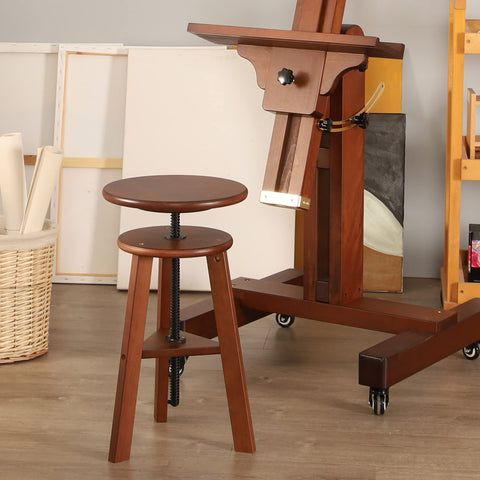 VISWIN Wooden Drafting Stool, 19-26" Adjustable Height, Solid Beech Wood Stool for Studio, Office, Home Kitchen, Bars, Artist Stool Chair for Painting